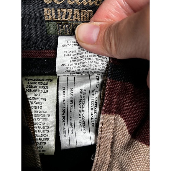 Walls Blizzard Pruf Camo Work Jacket Youth XL Hooded Insulated Canvas W35080WGW - Picture 5 of 11